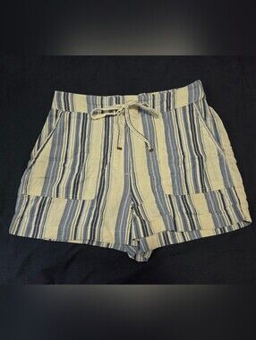 Striped Blue and White Drawstring Women’s Shorts